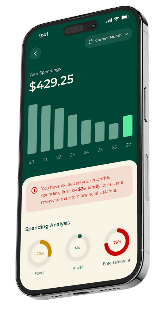 Vertical smartphone showing savings goals